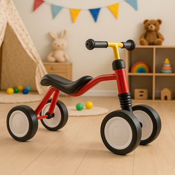 Rotes Dreirad für Kinder, Lauflernfahrzeug mit Gummireifen, Sicher und Stabil, Ab 1,5 Jahren